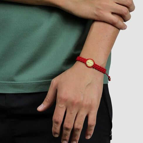 Men’s St. Benedict Red String Bracelet, Adjustable | Protection Against the Evil Eye & Negative Energy | Steel Gold Plated in Saudi Arabia