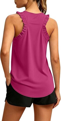 كشكش تانك القمم تجريب القمم للنساء فضفاضة تناسب Racerback Crewneck الدبابات الرياضية قمصان بلا أكمام الصالة الرياضية عادية المحملة in Kuwait