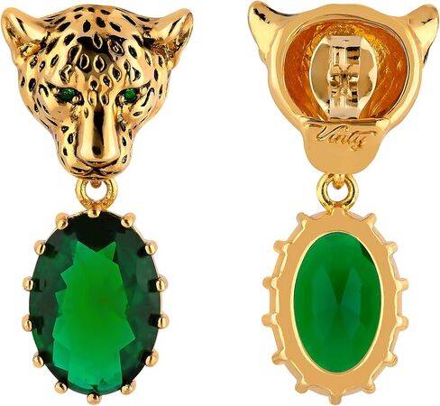 Leopard Earrings, Sparkling Cubic Zirconia Dangle Earrings, 22K Gold Plated, Hypoallergenic and Non-Tarnish, Cheetah, Jaguar, Cat Crystal Drop Earrings, Vintage Style Unique Animal Jewelry for Women in Saudi Arabia