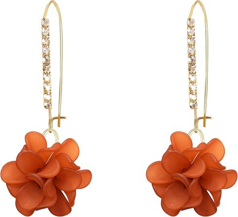 Boho Flower Dangle Earrings for Women Long Drop Resin Acrylic Tiered Petal Statement Earrings Handmade Lightweight Vintage Floral Chunky Drop Jewelry in Saudi Arabia