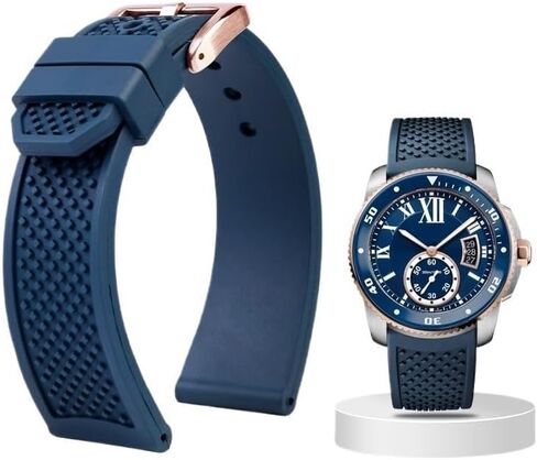 Rubber Watch Strap For Cartier Calibre De WSCA0006 Tank London Series in Saudi Arabia