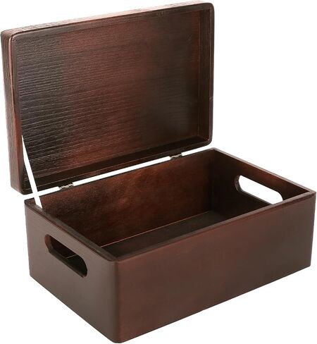 Creative Deco Large Brown Wooden Box Storage with Hinged Lid | 15.8x11.8x9.44in (+-0.5) | Keepsake Decorative Gift Box | Acacia-Like Wood Chest Trunk PRODUCT NOT INTENDED FOR 15 YEARS OR BELOW in Saudi Arabia