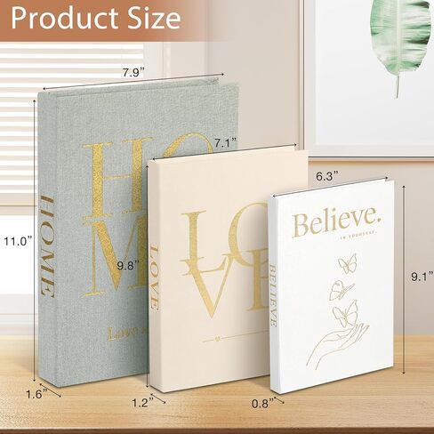 Yizhet 3Pcs Decorative Books Linen Fake Books with Magnetic Closure Decorative Books for Home Decor, Bookshelf and Coffee Tables in Kuwait