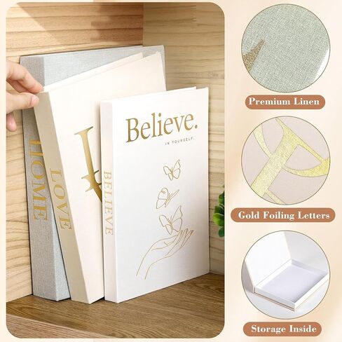 Yizhet 3Pcs Decorative Books Linen Fake Books with Magnetic Closure Decorative Books for Home Decor, Bookshelf and Coffee Tables in Kuwait