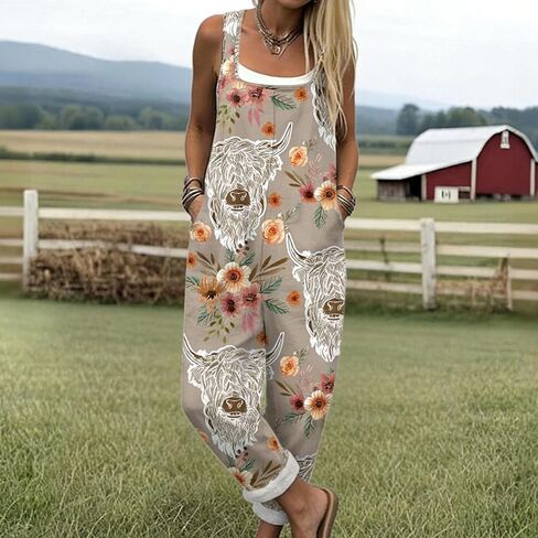 Women's Summer Off-Shoulder Floral Print Loose Jumpsuit with Pockets, Casual Beach Vacation Wide Leg Romper in Kuwait