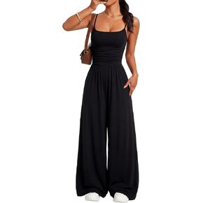 KIFOVEN Women's Spaghetti Strap Square Neck Wide Leg Weekend Casual Jumpsuit Romper in Saudi Arabia