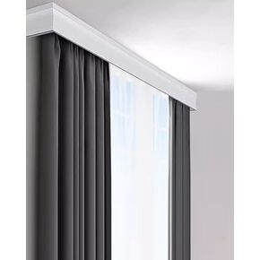 Wall Mount Decorative Valance Box White Wall-Mounted Curtain Track System - 3-in-1 Bay Window Curtain Rod with Double Tracks, Heavy-Duty Room Divider, Adjustable 1m-5m (450cm/177.2in/14.8ft) in Kuwait