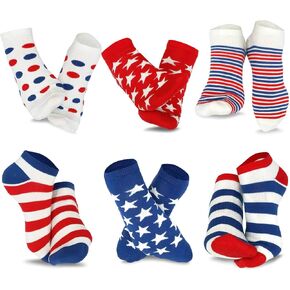 TeeHee Novelty Fashion Americana No Show Socks for Women 6-Pack (Stars Stripes & Dots) in Saudi Arabia