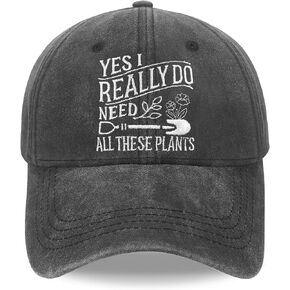 Gardening Hat, Gardening Gifts for Women Men Embroidered Adjustable Cotton Baseball Cap Black in Saudi Arabia
