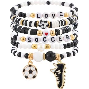 World Soccer Cup Bracelet for Women Stackable Football Boots Charm Beaded Bracelet Sports Mom Game Day Fan Outfits Jewelry Accessories in Saudi Arabia