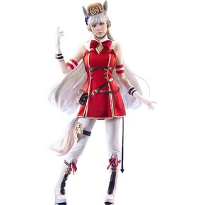 Women Cosplay Red Dress White Trousers Full Set Clothes with Accessories for Anime Game Costumes Halloween Party in Saudi Arabia
