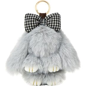 WOZEAH Bow Cute Plush Bunny Keychain, Fluffy Rabbit Bag Charm for Handbags, Backpacks & Keys - Soft Furry Animal Key Ring in Saudi Arabia