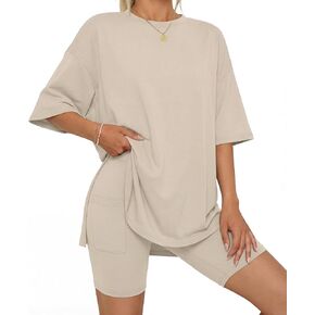 LUBOT Two Piece Set for Women Lounge Set 2026 Summer Outfits Oversized tracksuit Knit Casual Travel Airport Wear in Saudi Arabia