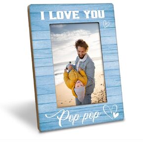 Pop Pop Gift, I Love You Pop Pop Photo Frame, Holds 4 x 6 Inch Photo, Farmhouse Wooden Picture Frame Gift, Father's Day Gift for Pop Pop, Grandpa Birthday Gift Idea, Family Photo Frame for Home Decor in Saudi Arabia