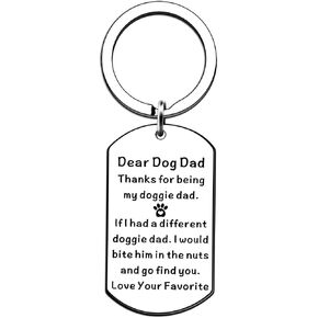 Dear Dog Dad Keychain - Funny Dog Lover Gift for Dad - Engraved Appreciation Gift for Doggie Dads - Cute and Humorous Key Ring for Pet Owners in Saudi Arabia
