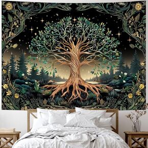 Leofanger Tree of Life Tapestry Psychedelic Mystic Floral Tapestry Vintage Plant Flower Wall Tapestries Aesthetic Tree Tapestries Wall Hanging for Home Decor(59.1"x78.7") in Saudi Arabia