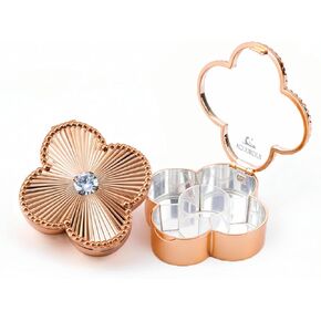 Lucky Charm Luxury Travel Pill Organizer, 5 Compartments, Easy-Open Lock, Mirror, Cute Compact Pill Box for Purse, BPA-Free, Gold, Stylish Vitamin Case & Small Jewelry Storage (Rose Gold) in Saudi Arabia