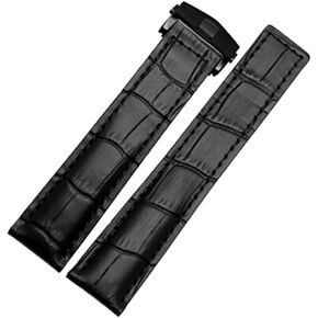 Genuine Leather Bracelet 19mm 20mm 22m for Tag Heuer Watchband Men Wristwatches Band Accessories Fold Buckle Leather Watch Strap (Color : Black red Silver, Size : 20mm) in Saudi Arabia