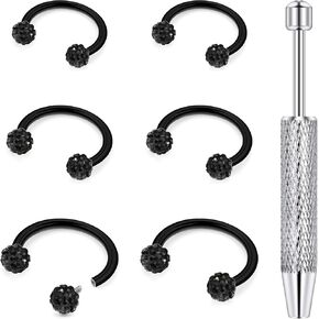 18G 16G 14G Horseshoe Septum Nose Ring Piercing Jewelry Stainless Steel Internal Thread Circular Barbell Daith Rook Earring Snake Bite Lip Ring Piercing Jewelry for Women CZ Silver Black Gold in Kuwait