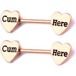 14G Stainless Steel Nipple Rings Solid Rose Gold Letter Heart Straight Barbell Bars Body Piercing Jewelry in Saudi Arabia