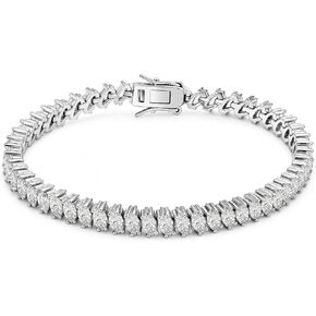 Moissanite Tennis Bracelet For Women, 7/7.5Ins Women's Tennis Bracelets,Marquise Cut D-Color VVS1 Platinum Plated Silver Bracelet,Hypoallergenic Bezel , Ice Crystal Sparkling,Exquisite Jewelry,with Gift Box,Ideal Gift for Wife/Her in Kuwait