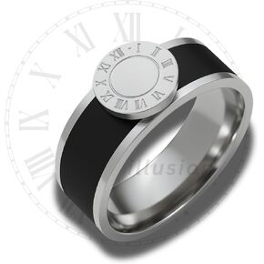 TimeAlt™ Stainless Steel Roman Numeral Fashion Ring | Wide or Slim Band | Black, White, Silver| Sizes 5–10 in Saudi Arabia