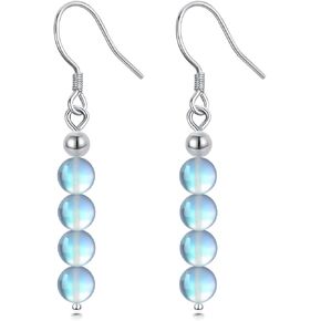 925 Sterling Silver Moonstone Dangle Earrings for Women, Heart/Bead/Flower/Teardrop Dangle Drop Earrings Jewelry for Mother's Day Birthday Anniversary in Saudi Arabia
