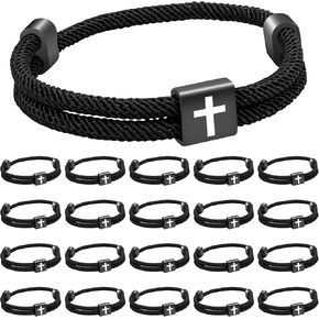 20PCS Christian Jesus Cross Rope Bracelet, Braided Cord Bracelet for Men Women, Nautical Surf Beach Bracelets Gifts Set for Sports, Handmade Woven Bracelets with Adjustable Knot in Saudi Arabia