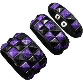 3 Pcs Black White Checkered Punk Leather Cuff Bracelet,Gothic Studded Scene Bracelet,Adjustable Genuine Wristband for Men Women,Gothic Halloween Emo Jewelry Accessories in Saudi Arabia