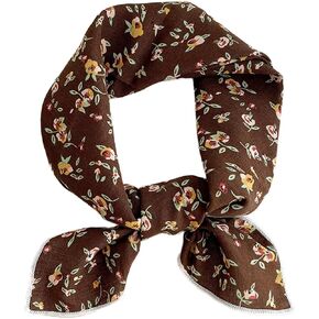 Linen Cotton Feel Floral Square Scarf 21.6", Retro Western Boho Paisley Print Polyester Head & Neck Scarf for Women in Saudi Arabia