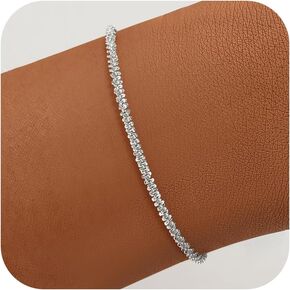 Silver Bracelets for Women, 925 Sterling Silver 2.5mm Sparkly Link Bracelets Diamond Cut Silver Bracelets Jewelry for Women in Saudi Arabia