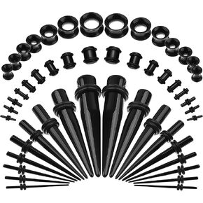 Ear Stretching Kit 50 Pcs, 14G-00G Acrylic Tapers Plugs Silicone Tunnels Complete Gauges Kit, Individually Packaged Ear Gauges for Ears Beginner Set, Body Jewelry for Men Women in Saudi Arabia
