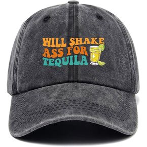 Will Shake Ass for Tequila, Funny Baseball Cap, Tequila Lovers, Drink Enthusiasts, Adjustable Cotton Vintage Baseball Cap for Men Women, Gifts for Family Coworkers Friends Black in Saudi Arabia