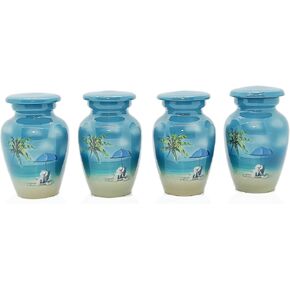 UR Keepsake Urn Set of 4 Beach Picnic Side Cremation Urn for Human Ashes with Velvet Box and 4 Velvet Bag-Mini Keepsake Urn (3 cu.in x 4pcs) in Saudi Arabia