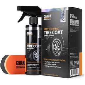 CERAKOTE Rapid Ceramic Tire Coat – Showroom New Tire Shine – Deep Tire Black Finish – Lasts Up to 10x Longer – No Sling, Non-Greasy Ceramic Tire Coating for Car, Truck & SUV – Easy Application (10oz) in Saudi Arabia