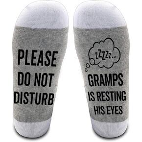LissiArt97 Please Do Not Disturb Gramps Is Resting His Eyes Socks - Funny Gramps Socks - Do Not Disturb Socks - Funny Socks Gift For Gramps On Birthday- Father's Day- Christmas, Medium, Grey in Saudi Arabia