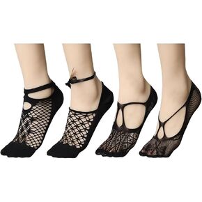 Women Black Lace No Show Socks Fishnet Mesh Sheer Non Slip Ankle Socks Hollow Out Net Thin Short Sexy Fancy Sock (US, Alpha, Large, Regular, Regular, Black - 4 pairs) in Saudi Arabia