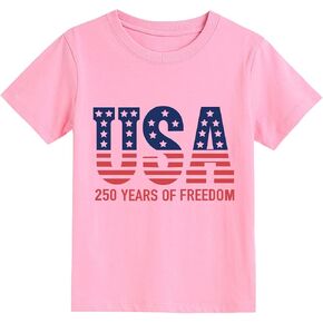 4th of July Todder Boys Girls Shirts USA Bowknot Cow Skull Tshirts America 250TH Tees Patriotic Tops 2-7 Years in Saudi Arabia
