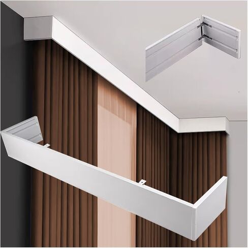 U-Shape White Metal Curtain Pelmet Box - No Track, Heavy Duty Ceiling Mount Valance Frame for Home Office, 13.5ft (4.1m) Decorative Rod Cover in Kuwait