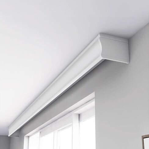 Double Curtain Tracks with Decorative Valance, Smooth & Silent Pulley Window Rails, 4.4m (14.4ft) Cassette Box for Bedroom - White Ceiling Design in Kuwait