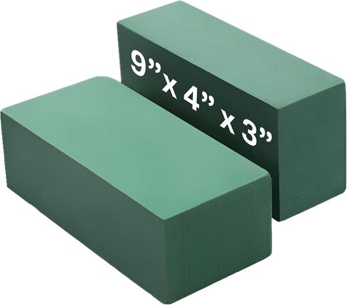 2 Pcs Floral Foam Blocks (Larger Size 9" X 4" X 3" Each) Florist Flower Foam Green Bricks Applied Dry or Wet Flower Foam Bricks Arrangement Supplies for Artificial or Fresh Flowers in Kuwait