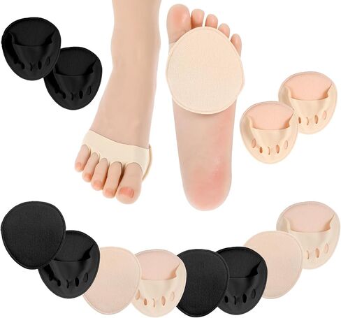4Pairs Ball of Foot Cushion Pads Sock Women's Toe Cover Metatarsal Pads Invisible Socks with Padding Soft Forefoot Pad for Ball Reusable Toe Topper Socks Invisible Toeless Half Sock for Foot High Heel in Saudi Arabia