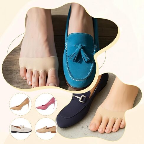 4Pairs Ball of Foot Cushion Pads Sock Women's Toe Cover Metatarsal Pads Invisible Socks with Padding Soft Forefoot Pad for Ball Reusable Toe Topper Socks Invisible Toeless Half Sock for Foot High Heel in Saudi Arabia