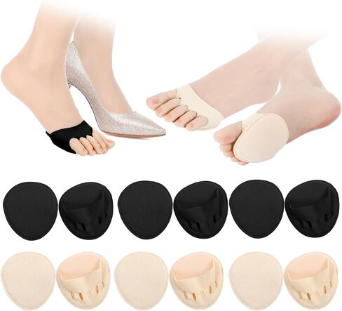 4Pairs Ball of Foot Cushion Pads Sock Women's Toe Cover Metatarsal Pads Invisible Socks with Padding Soft Forefoot Pad for Ball Reusable Toe Topper Socks Invisible Toeless Half Sock for Foot High Heel in Saudi Arabia