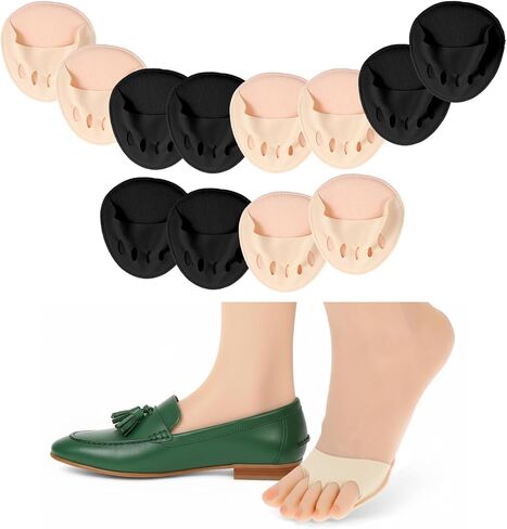4Pairs Ball of Foot Cushion Pads Sock Women's Toe Cover Metatarsal Pads Invisible Socks with Padding Soft Forefoot Pad for Ball Reusable Toe Topper Socks Invisible Toeless Half Sock for Foot High Heel in Saudi Arabia