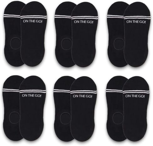 On The Go Hosiery On The Go Women's Fashion Invisible No Show Socks (6 Pair/ 3 Pack) (Black White Stripes) One Size Q-03 in Saudi Arabia