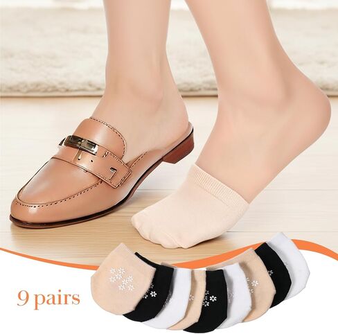 cobee 9 Pairs Women's Toe Socks for Mules, No Show Toe Topper Socks Comfortable Half Sock Toes Topper Covers Non-slip Mule Sock Invisible Toes Toppers Liner for Women in Kuwait