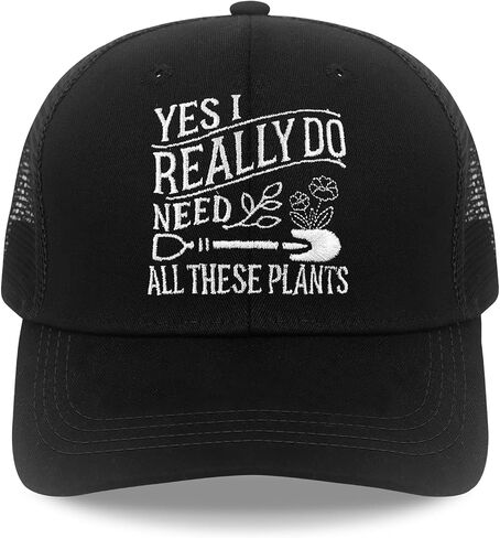 Gardening Hat, Gardening Gifts for Women Men Embroidered Adjustable Cotton Baseball Cap Black in Saudi Arabia