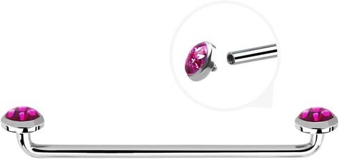Satix 14G Internally Threaded 32mm 28mm 25mm 22mm 19mm 16mm 316L Surgical Steel Staple Surface Barbell With 5mm Titanium Flat Bezel Set Ferido Multi Gems Tops Surface Tragus Piercing Jewelry in Saudi Arabia
