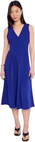 Calvin Klein Scuba Crepe V-Neck Asym Pleat Midi in Kuwait